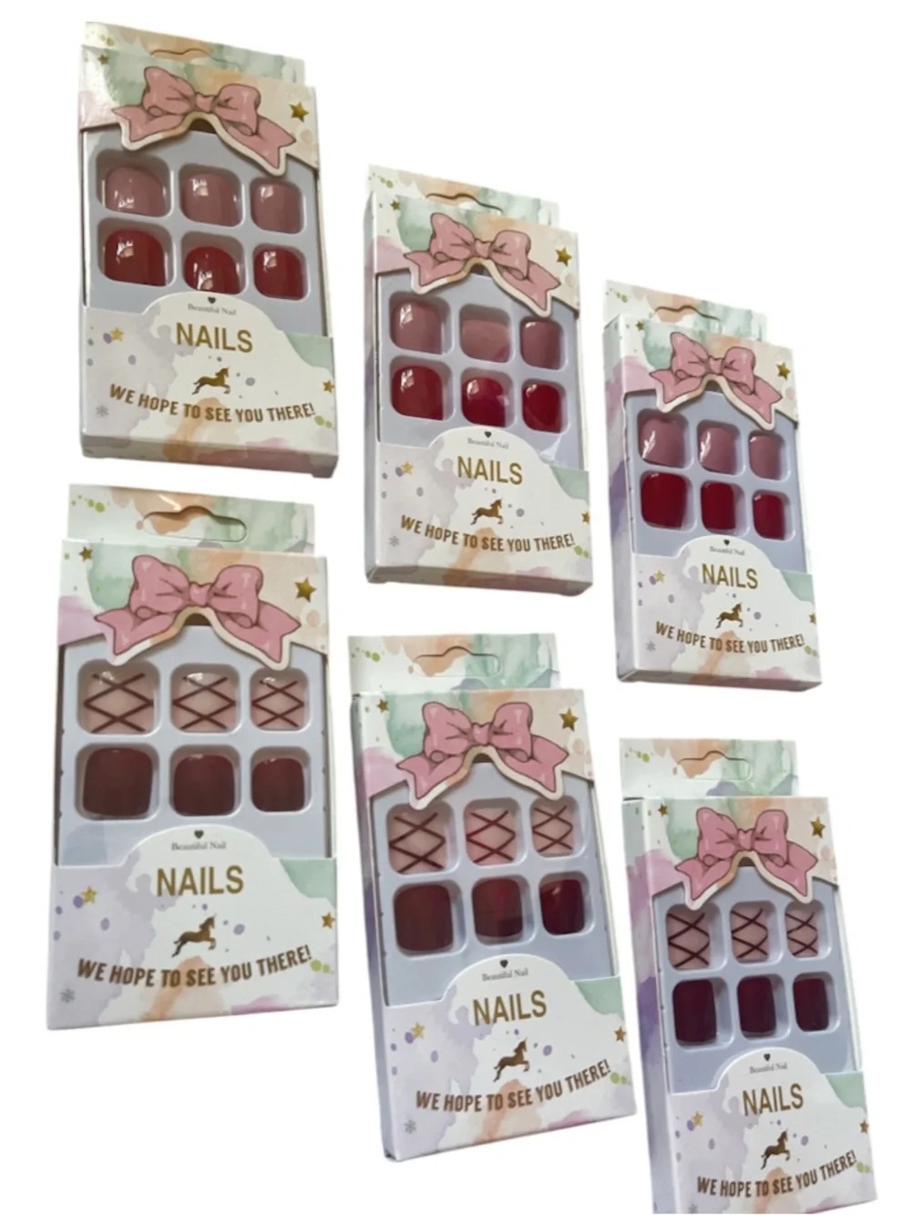 New Press-On Nail Sets-Press-On Toe Nails (6 sets of 24)